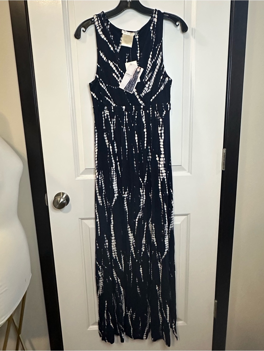 Matty M Navy Tie-Dye Surplice Maxi Dress Sleeveless | XS | NWT